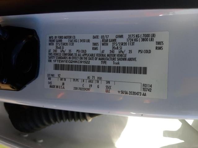 Photo 10 from auction – 2017 FORD F150 SUPER with VIN 1FTEW1EG2HKC91522