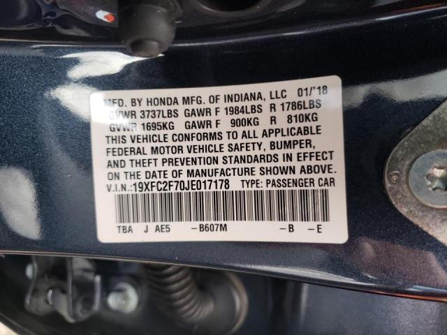 Photo 10 from auction – 2018 HONDA CIVIC EX with VIN 19XFC2F70JE017178