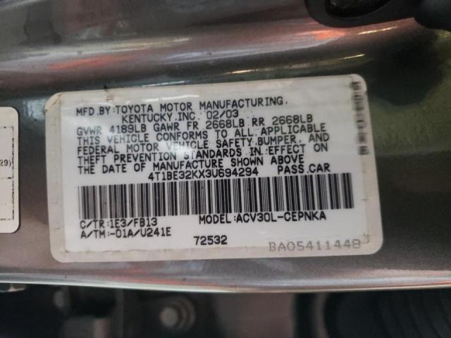 Photo 10 from auction – 2003 TOYOTA CAMRY LE with VIN 4T1BE32KX3U694294