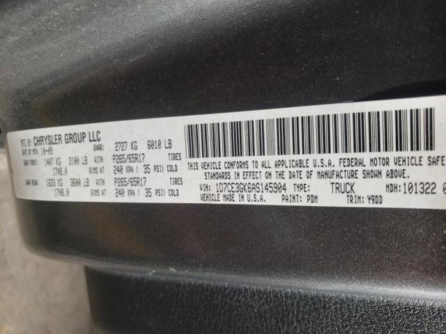 Photo 10 from auction – 2010 DODGE DAKOTA SXT with VIN 1D7CE3GK6AS145904