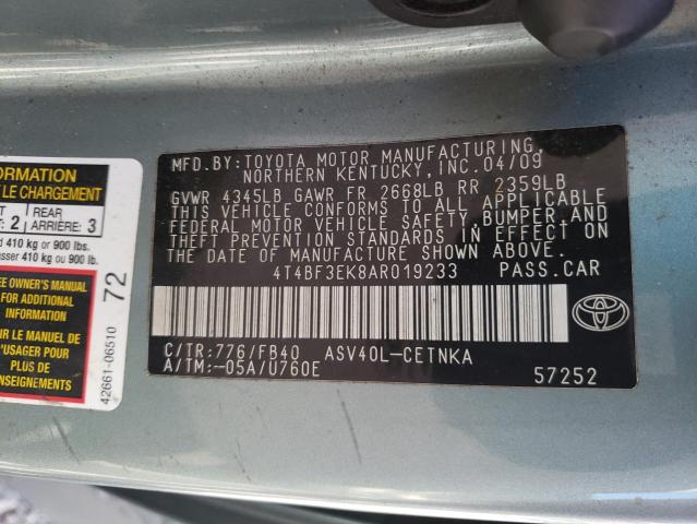Photo 10 from auction – 2010 TOYOTA CAMRY BASE with VIN 4T4BF3EK8AR019233