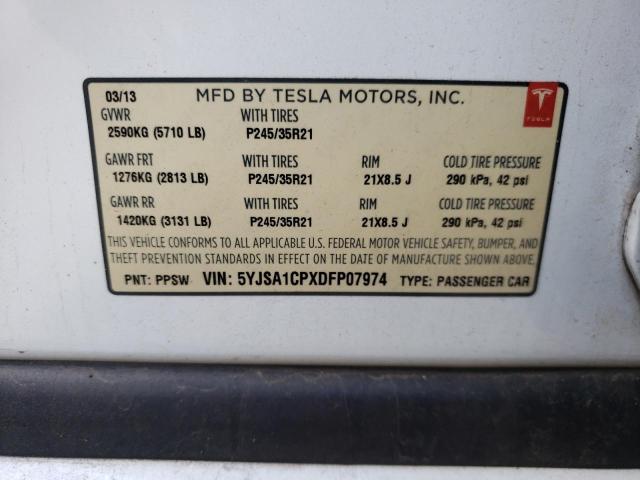 Photo 10 from auction – 2013 TESLA MODEL S with VIN 5YJSA1CPXDFP07974