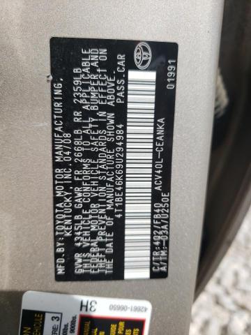 Photo 10 from auction – 2009 TOYOTA CAMRY BASE with VIN 4T1BE46K69U294984
