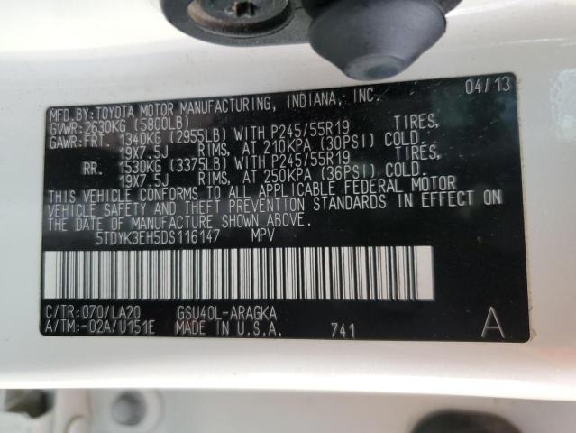 Photo 10 from auction – 2013 TOYOTA HIGHLANDER with VIN 5TDYK3EH5DS116147