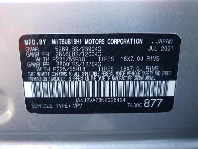 Photo 10 from auction – 2022 MITSUBISHI OUTLANDER with VIN JA4J2VA78NZ028424