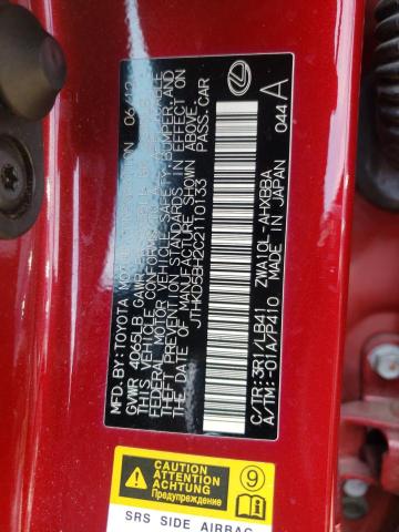 Photo 10 from auction – 2012 LEXUS CT 200 with VIN JTHKD5BH2C2110133