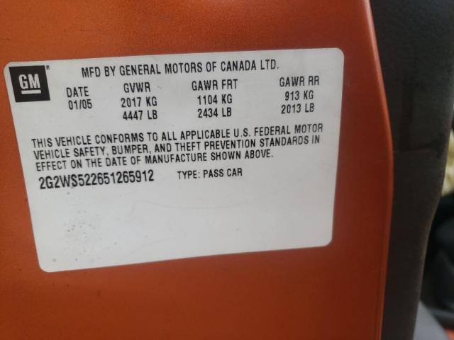 Photo 10 from auction – 2005 PONTIAC GRAND PRIX with VIN 2G2WS522651265912