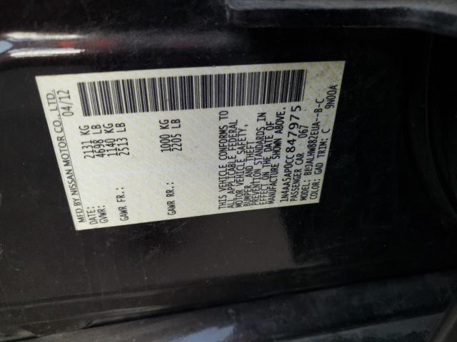 Photo 10 from auction – 2012 NISSAN MAXIMA S with VIN 1N4AA5AP0CC847975