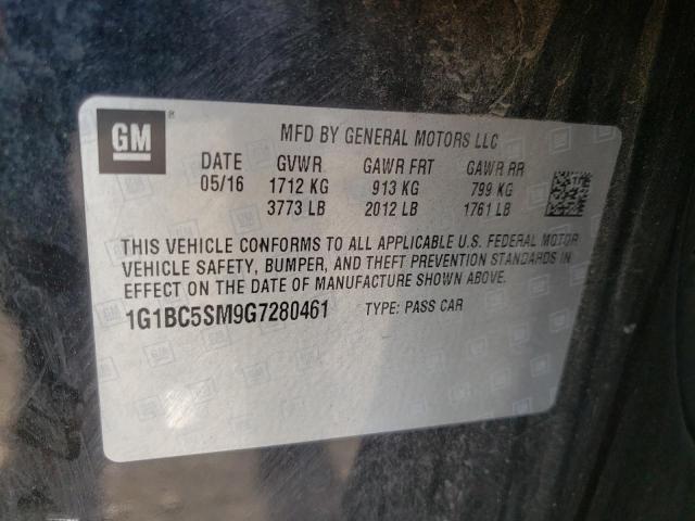 Photo 10 from auction – 2016 CHEVROLET CRUZE LS with VIN 1G1BC5SM9G7280461