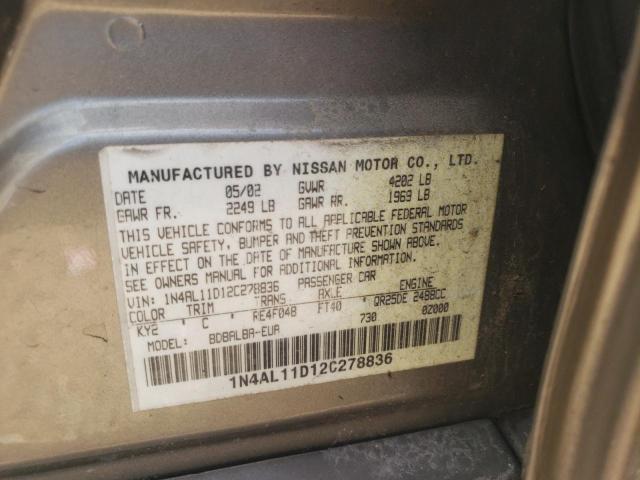 Photo 10 from auction – 2002 NISSAN ALTIMA BAS with VIN 1N4AL11D12C278836