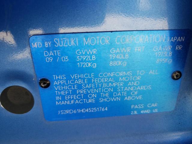 Photo 10 from auction – 2004 SUZUKI AERIO SX with VIN JS2RD61H045251764
