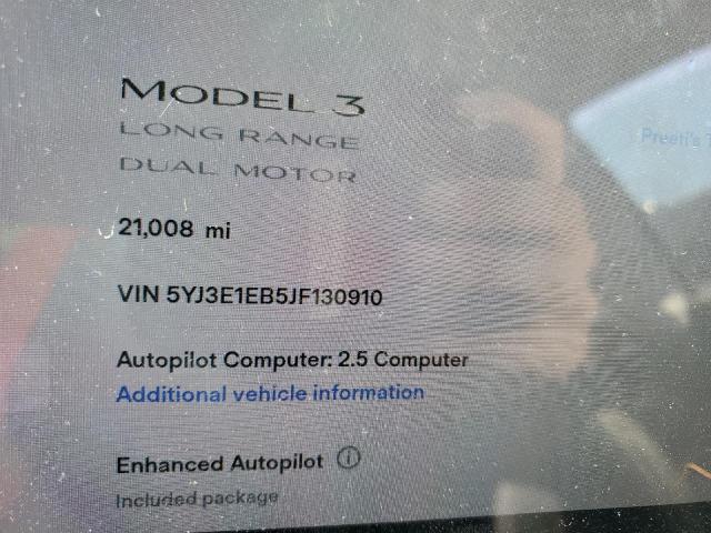 Photo 8 from auction – 2018 TESLA MODEL 3 with VIN 5YJ3E1EB5JF130910