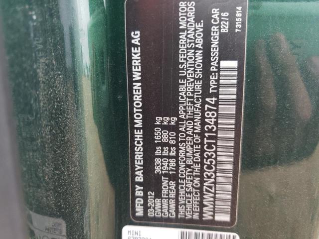Photo 10 from auction – 2012 MINI COOPER with VIN WMWZN3C53CT134874