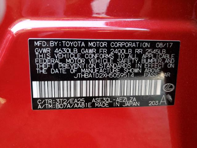 Photo 10 from auction – 2017 LEXUS IS 200T with VIN JTHBA1D2XH5059514