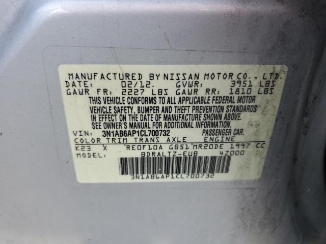 Photo 10 from auction – 2012 NISSAN SENTRA 2.0 with VIN 3N1AB6AP1CL700732