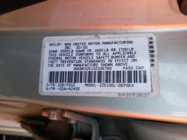 Photo 10 from auction – 2003 TOYOTA COROLLA CE with VIN 1NXBR32E13Z108788