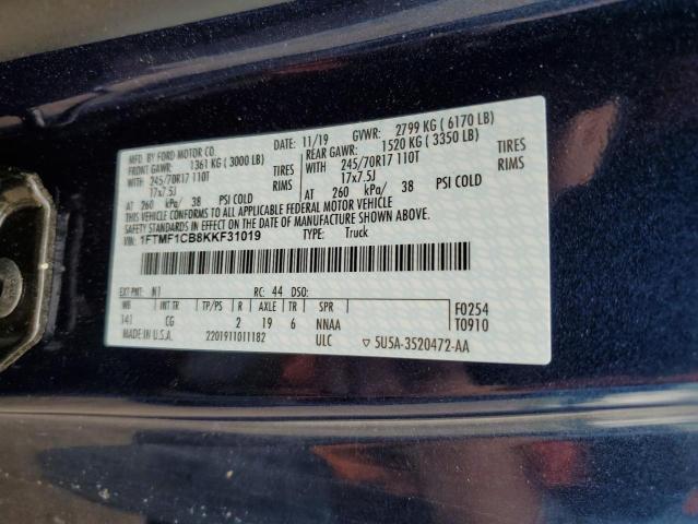 Photo 10 from auction – 2019 FORD F150 with VIN 1FTMF1CB8KKF31019