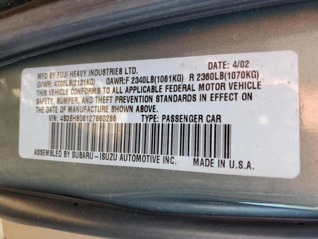 Photo 10 from auction – 2002 SUBARU LEGACY with VIN 4S3BH806127660286