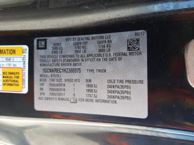 Photo 10 from auction – 2017 CHEVROLET SILVERADO with VIN 1GCNKREC1HZ386975