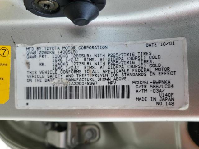 Photo 10 from auction – 2002 TOYOTA HIGHLANDER with VIN JTEHF21A320048367