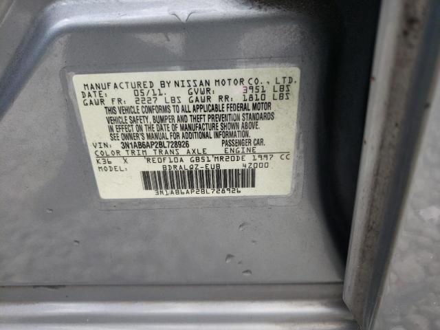 Photo 10 from auction – 2011 NISSAN SENTRA 2.0 with VIN 3N1AB6AP2BL728926