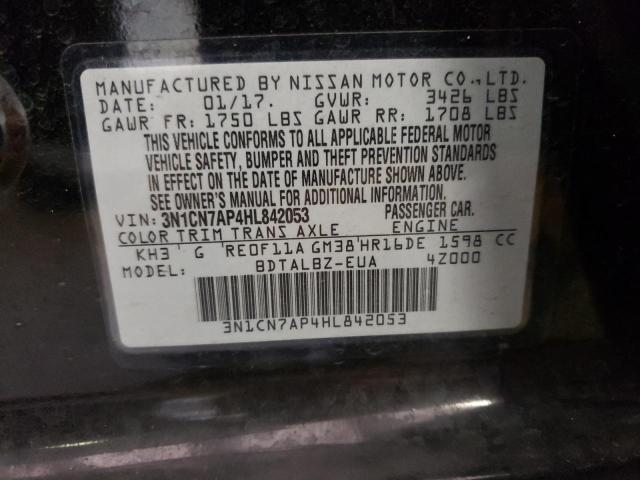 Photo 10 from auction – 2017 NISSAN VERSA S with VIN 3N1CN7AP4HL842053