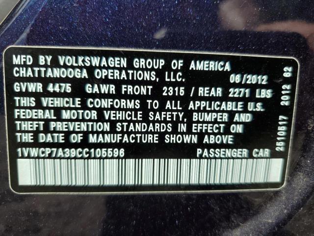 Photo 10 from auction – 2012 VOLKSWAGEN PASSAT SEL with VIN 1VWCP7A39CC105596