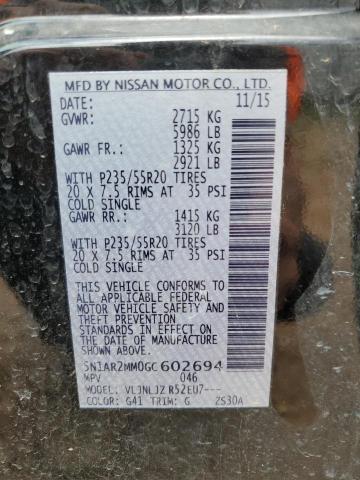 Photo 10 from auction – 2016 NISSAN PATHFINDER with VIN 5N1AR2MM0GC602694