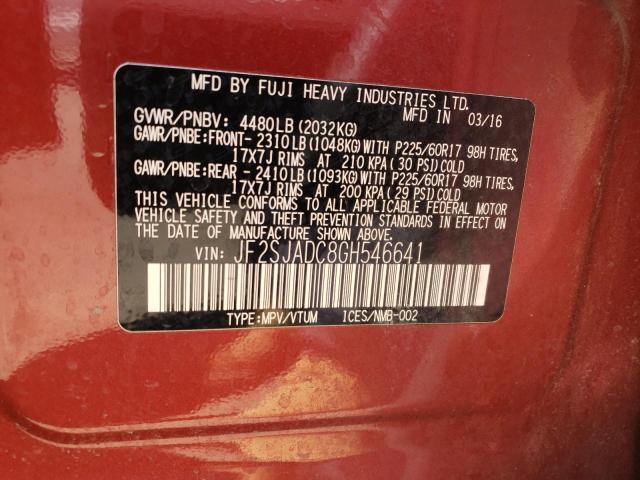 Photo 10 from auction – 2016 SUBARU FORESTER 2 with VIN JF2SJADC8GH546641