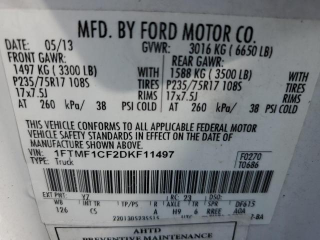 Photo 10 from auction – 2013 FORD F150 with VIN 1FTMF1CF2DKF11497
