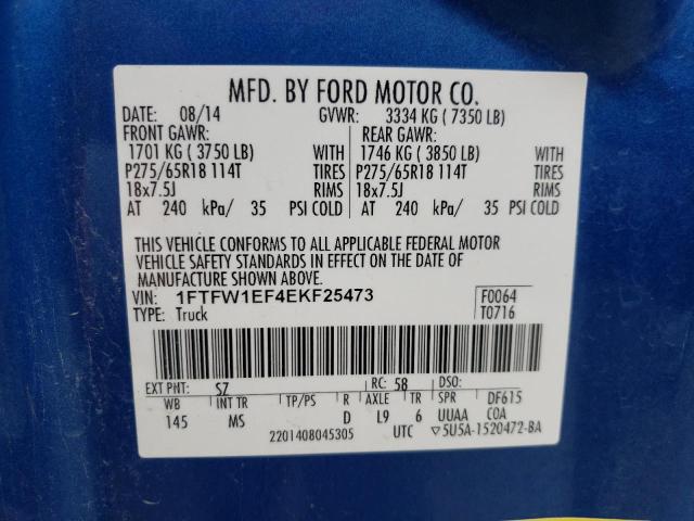 Photo 10 from auction – 2014 FORD F150 SUPER with VIN 1FTFW1EF4EKF25473