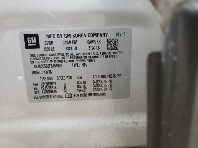 Photo 10 from auction – 2015 BUICK ENCORE with VIN KL4CJCSB6FB191005