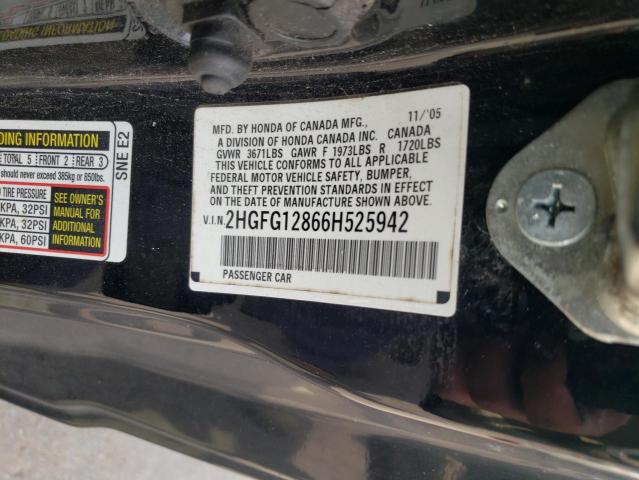 Photo 10 from auction – 2006 HONDA CIVIC EX with VIN 2HGFG12866H525942