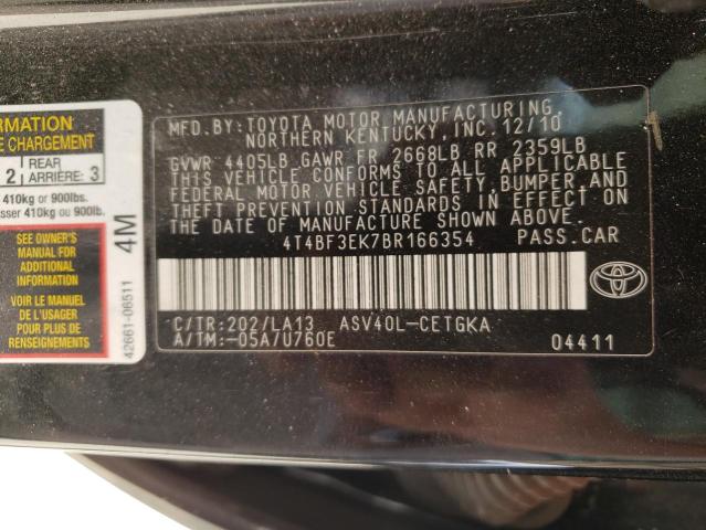 Photo 10 from auction – 2011 TOYOTA CAMRY BASE with VIN 4T4BF3EK7BR166354