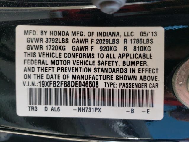 Photo 10 from auction – 2013 HONDA CIVIC EX with VIN 19XFB2F88DE046508