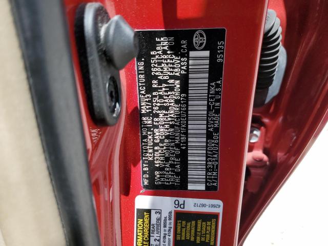 Photo 10 from auction – 2014 TOYOTA CAMRY L with VIN 4T1BF1FK0EU766179