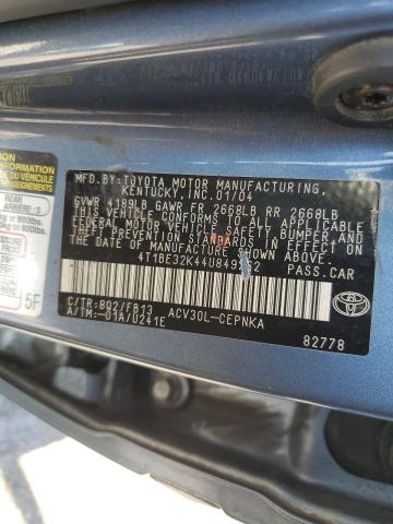 Photo 10 from auction – 2004 TOYOTA CAMRY LE with VIN 4T1BE32K44U849262