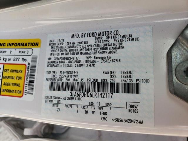Photo 10 from auction – 2020 FORD FUSION SE with VIN 3FA6P0HD6LR142117