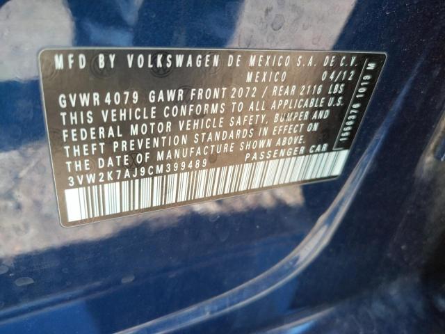 Photo 10 from auction – 2012 VOLKSWAGEN JETTA BASE with VIN 3VW2K7AJ9CM399489