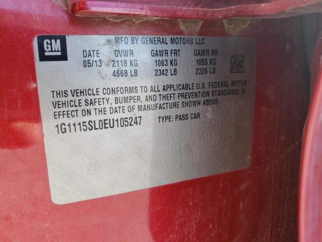 Photo 10 from auction – 2014 CHEVROLET IMPALA LT with VIN 1G1115SL0EU105247