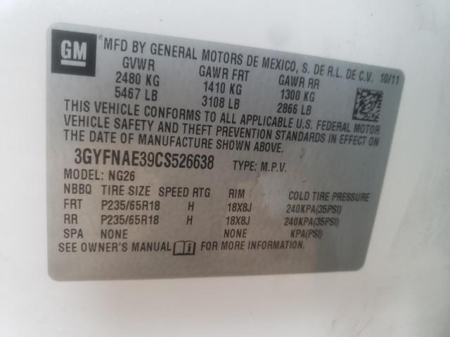 Photo 10 from auction – 2012 CADILLAC SRX LUXURY with VIN 3GYFNAE39CS526638