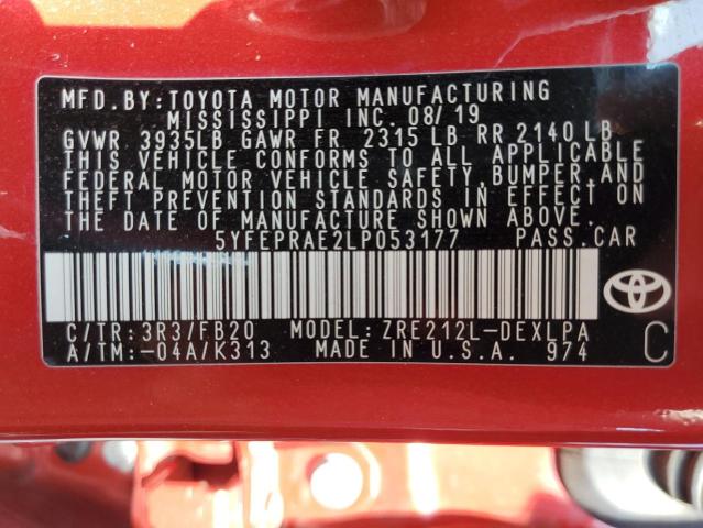 Photo 10 from auction – 2020 TOYOTA COROLLA LE with VIN 5YFEPRAE2LP053177