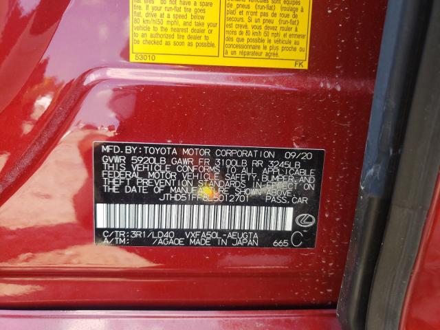 Photo 10 from auction – 2020 LEXUS LS 500 BAS with VIN JTHD51FF8L5012701