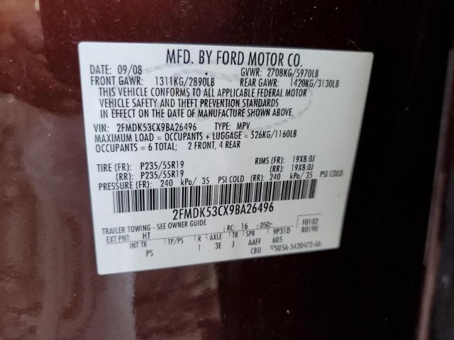 Photo 10 from auction – 2009 FORD FLEX LIMIT with VIN 2FMDK53CX9BA26496