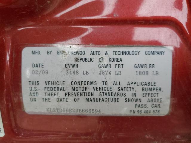 Photo 10 from auction – 2009 PONTIAC G3 with VIN KL2TD66E29B666594