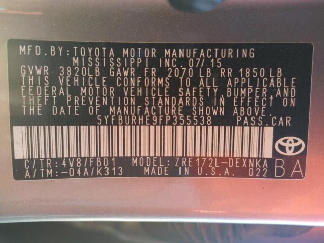 Photo 10 from auction – 2015 TOYOTA COROLLA L with VIN 5YFBURHE9FP355538