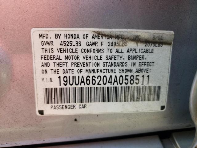 Photo 10 from auction – 2004 ACURA TL with VIN 19UUA66204A058511