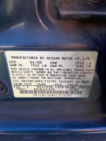 Photo 10 from auction – 2000 NISSAN SENTRA BAS with VIN 3N1CB51D8YL313787