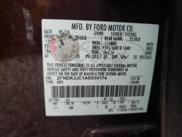 Photo 10 from auction – 2010 FORD EDGE SEL with VIN 2FMDK3JC1ABB59174