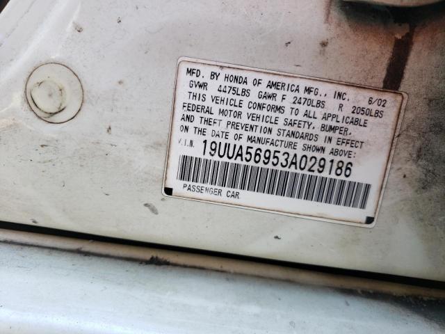 Photo 10 from auction – 2003 ACURA 3.2TL TYPE with VIN 19UUA56953A029186